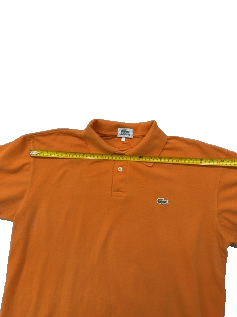Lacoste Men's Orange Cotton Polo Shirt Short Sleeve Button Regular