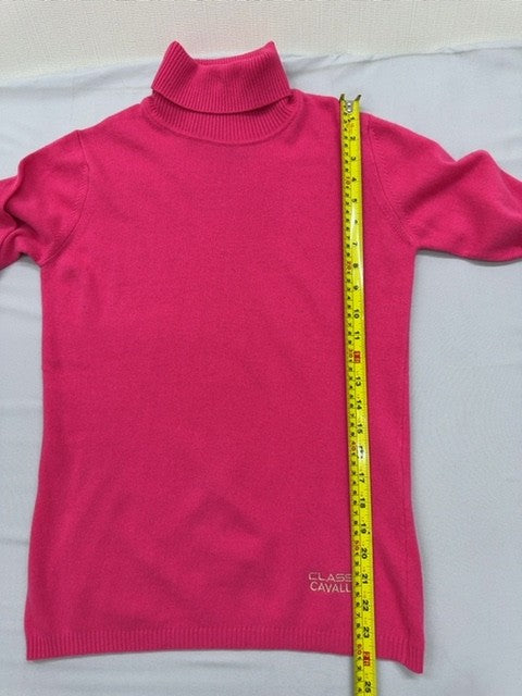 Cavalli Class Pink Turtleneck Knit Sweater L Women's Long Sleeve