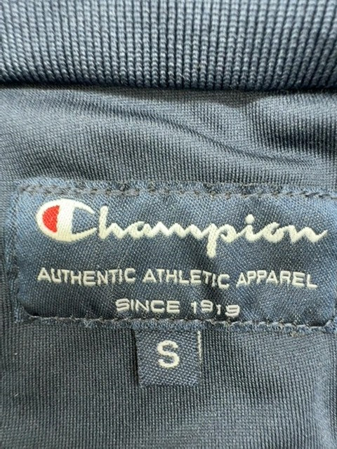 Champion Men's White Satin Track Jacket S Vintage Zip Navy Piping