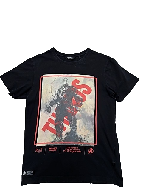 Cropp Men's Black Thanos Marvel T-Shirt Size M Cotton Regular Fit