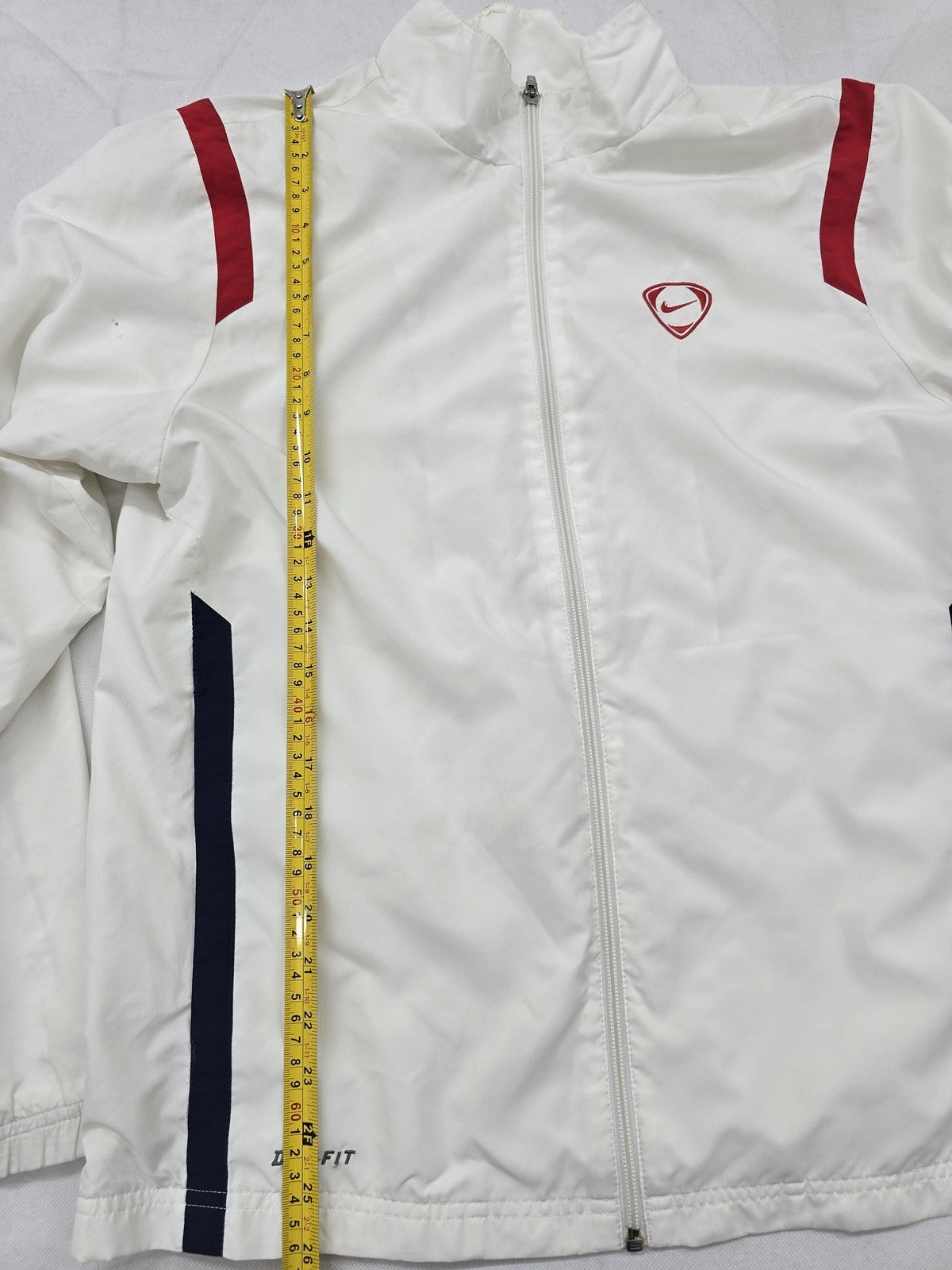 Nike Dri-FIT White Slim Fit Track Jacket Men's L Zipper Stand Collar