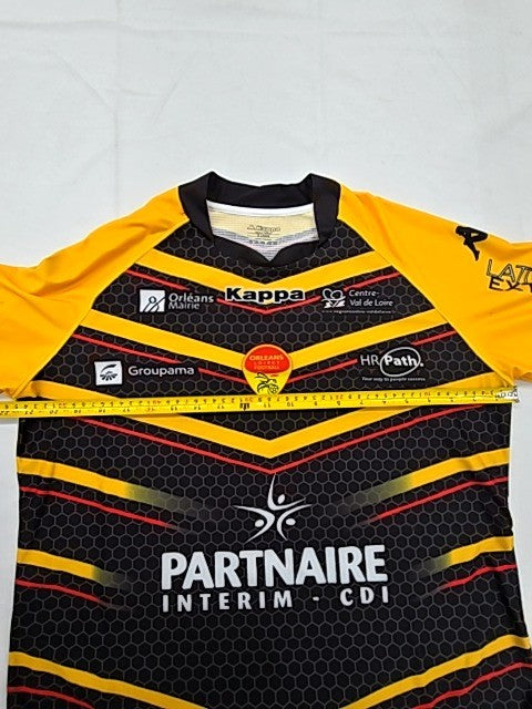 Kappa Men's XL Black/Yellow/Red Striped Rugby Jersey Short Sleeve