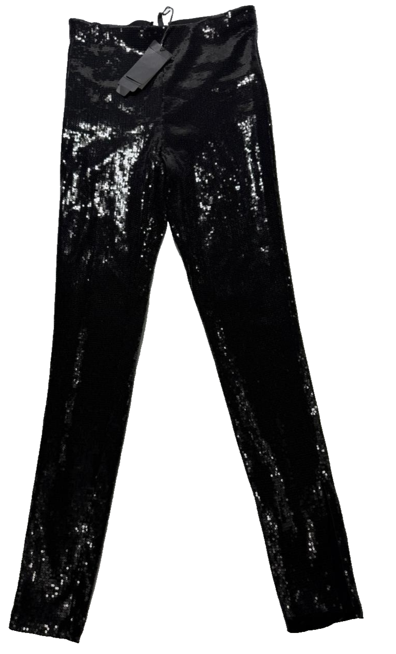 Bnwt Giorgio Armani Women�S Black Sequin Stretch Leggings Size 44