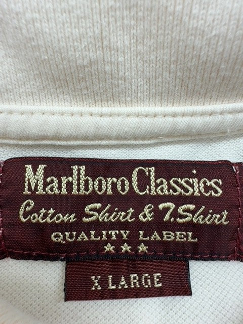 Marlboro Classics Men's White Polo Shirt XL 100% Cotton Short Sleeve