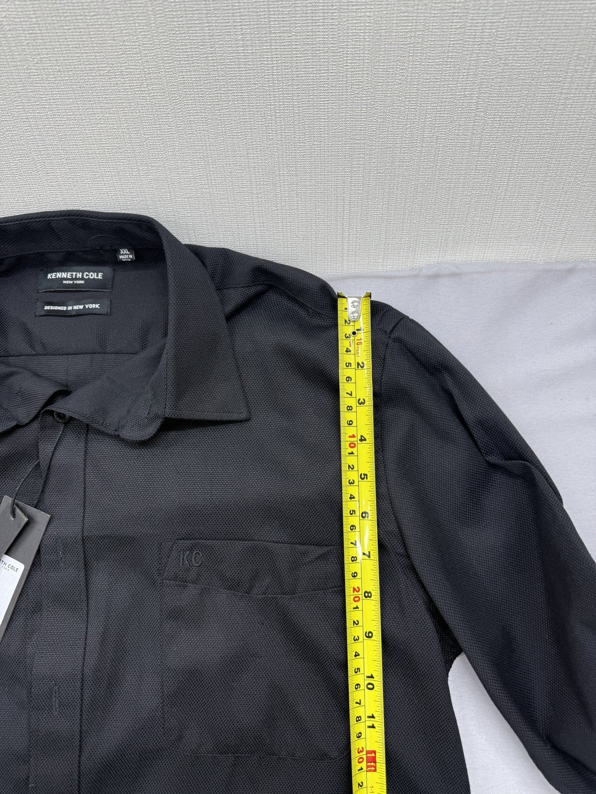 Kenneth Cole Men's Black Solid Dress Shirt XL Cotton Blend Button