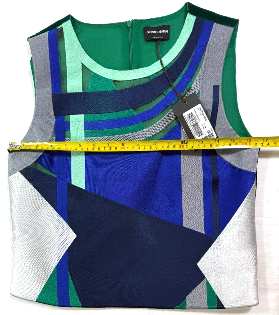 BNWT Armani Collezioni Sleeveless Top With Geometric Patch Work - Size 44