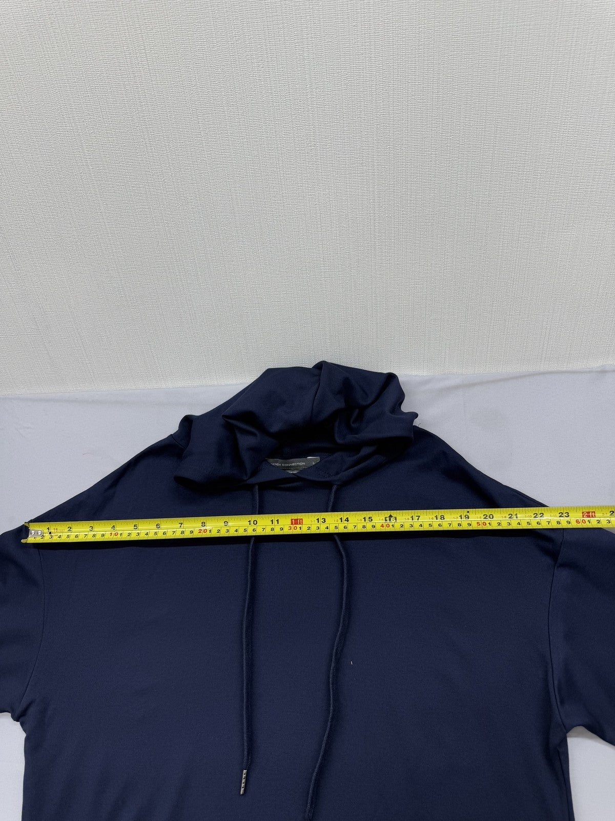 French Connection Navy Viscose Hoodie L Long Sleeve Unisex