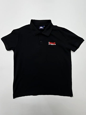 London Boys Black Logo Polo Shirt Size S Wash Inside Out