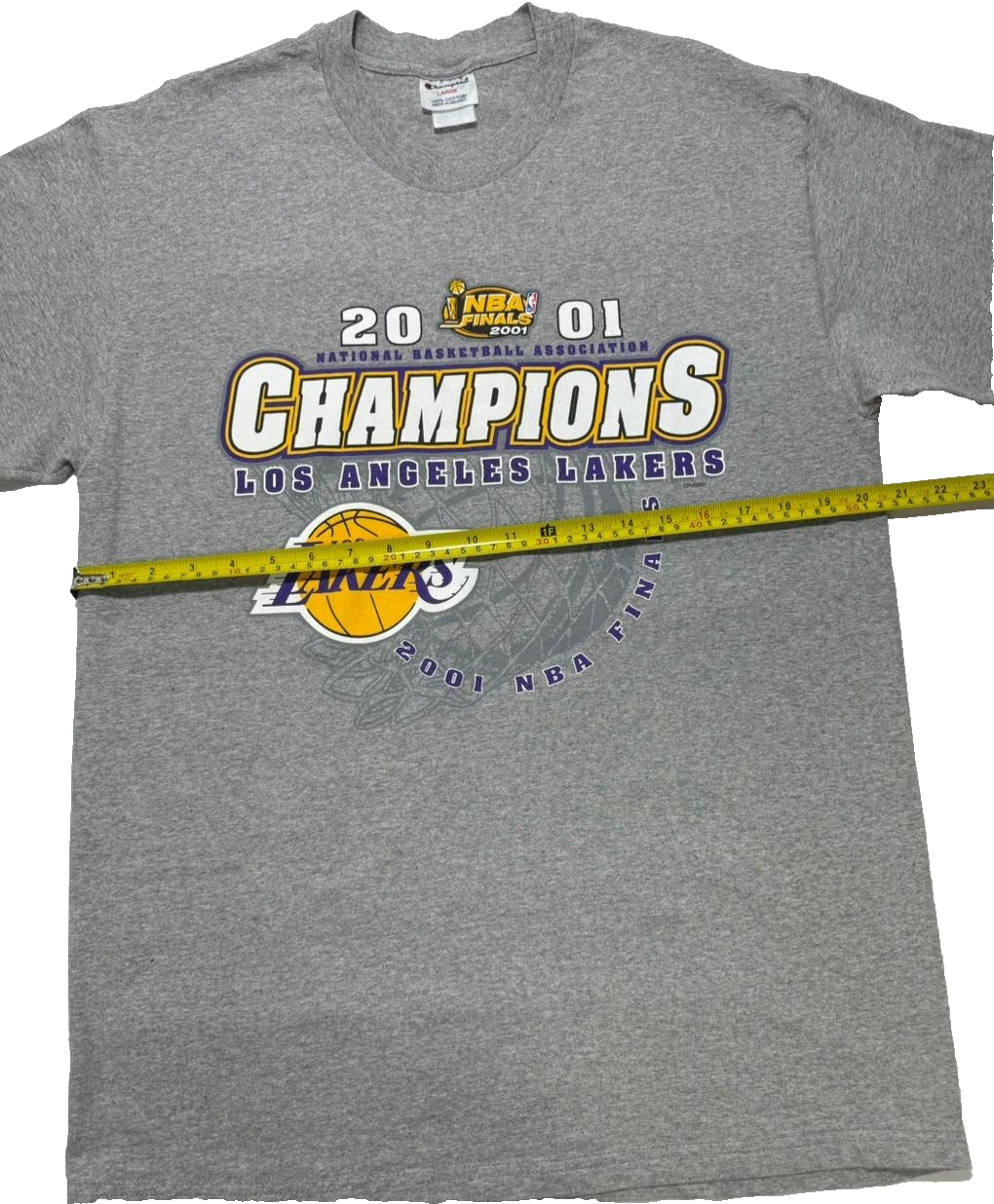 2001 Lakers Nba Finals Championship T-Shirt Men's | Size: L | Gray | Short Sleeve