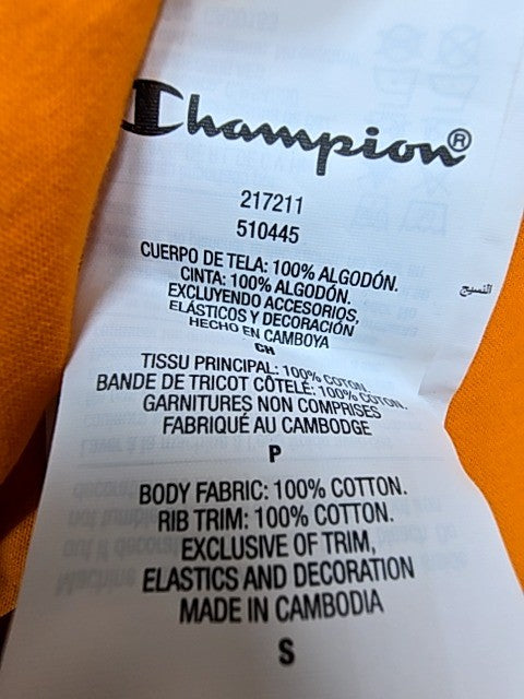 Champion Men's Orange Short Sleeve T-Shirt Small 100% Cotton Tagless