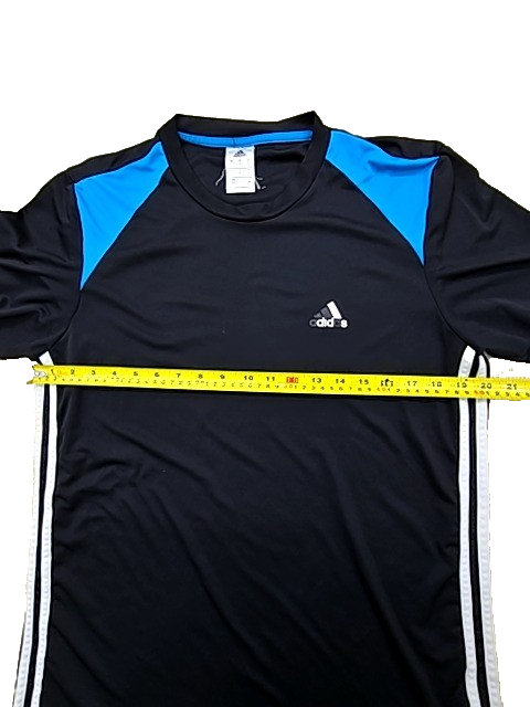 Adidas Women's Black Color Block T-Shirt L 3-Stripes Moisture Wicking