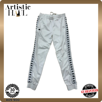 Kappa Men's White Track Pants M Tapered Athletic Drawstring