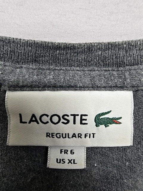 Lacoste Gray Cotton T-Shirt XL Men Short Sleeve Croc Logo