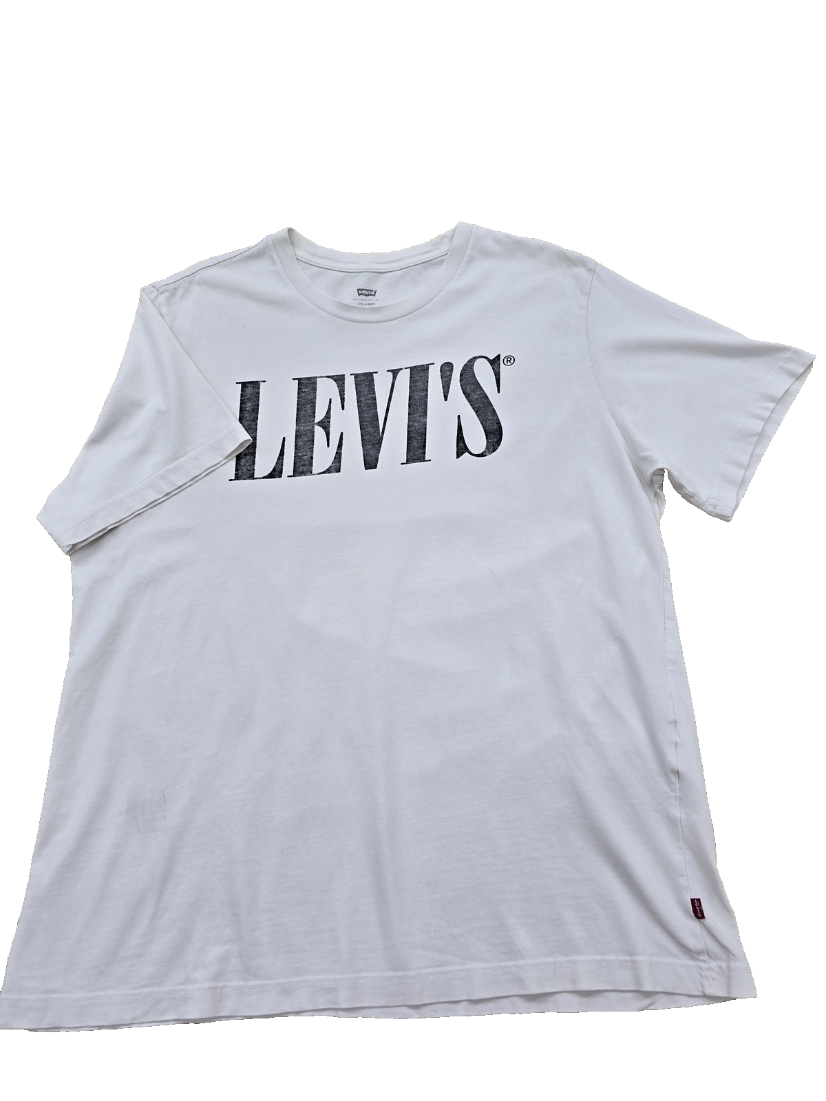 Levi's Men's White Cotton T-Shirt Large Relaxed Crewneck Logo