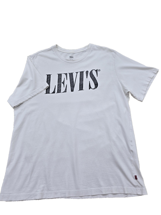 Levi's Men's White T-Shirt – Size L, Logo, Crew Neck