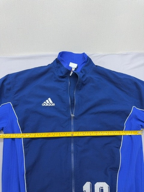 Vintage Adidas Women's Blue Track Training Jacket M #10 Soccer Zip