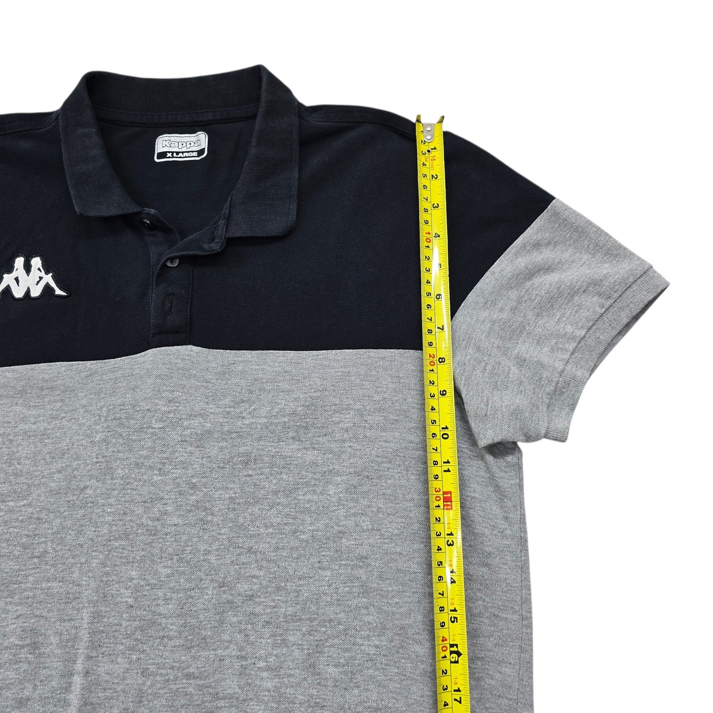 Kappa Men's Grey Black Color Block Polo Shirt XL