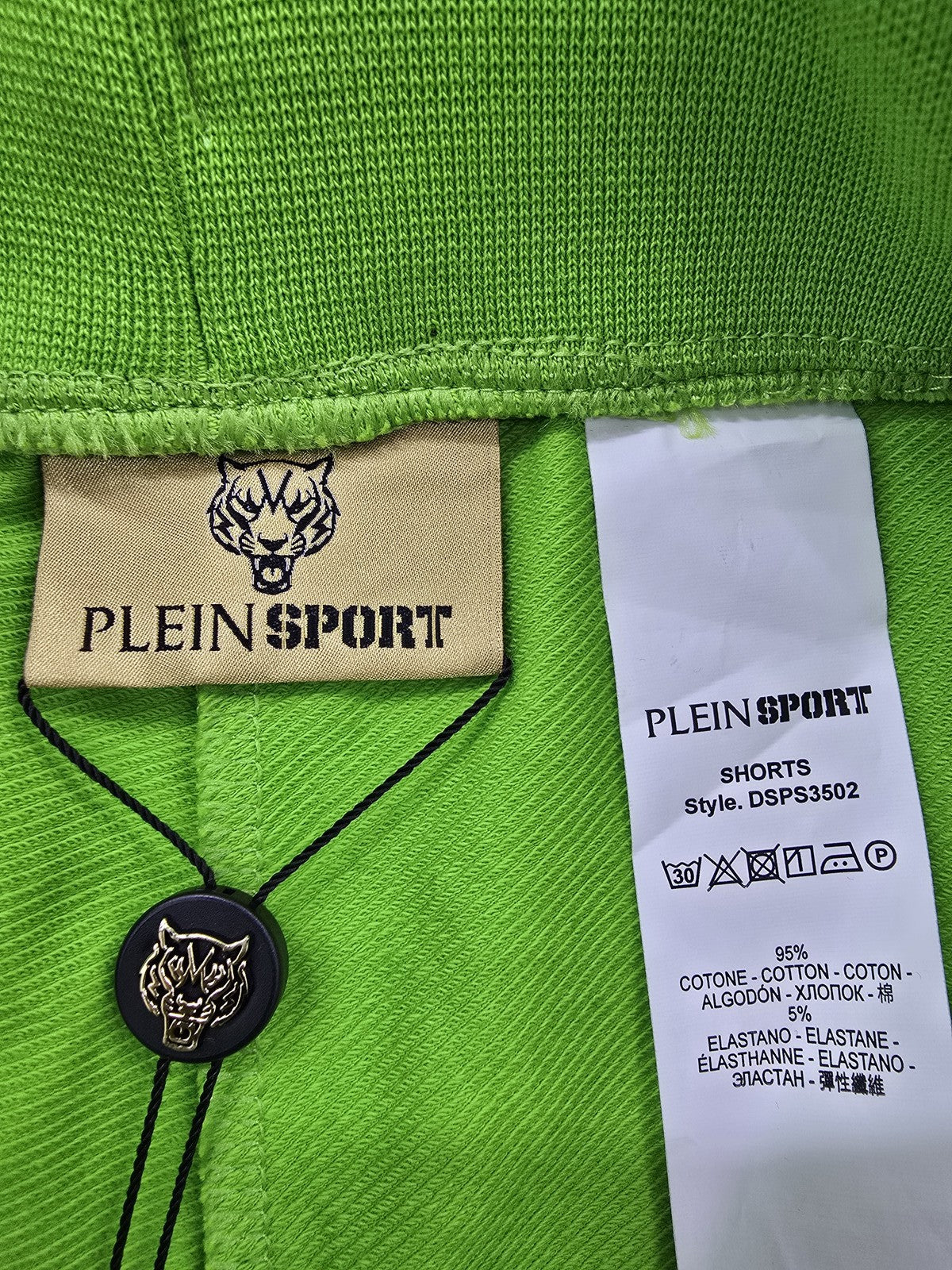 Plein Sport Green Men's Track Shorts Cotton Blend Jersey Fleece