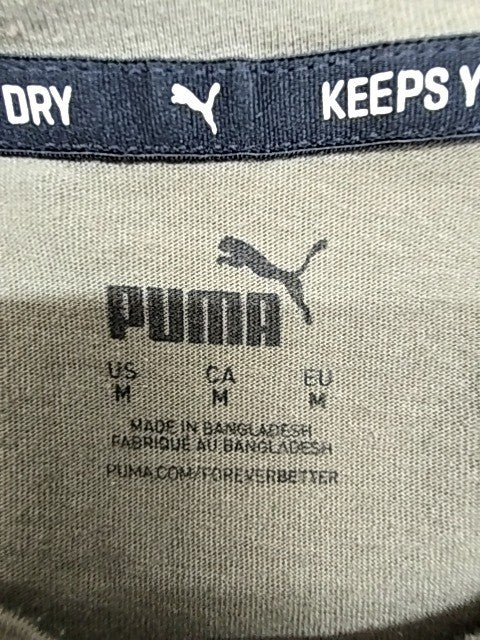 Puma Men's Green Logo T-Shirt Size M Regular Fit Crew Neck
