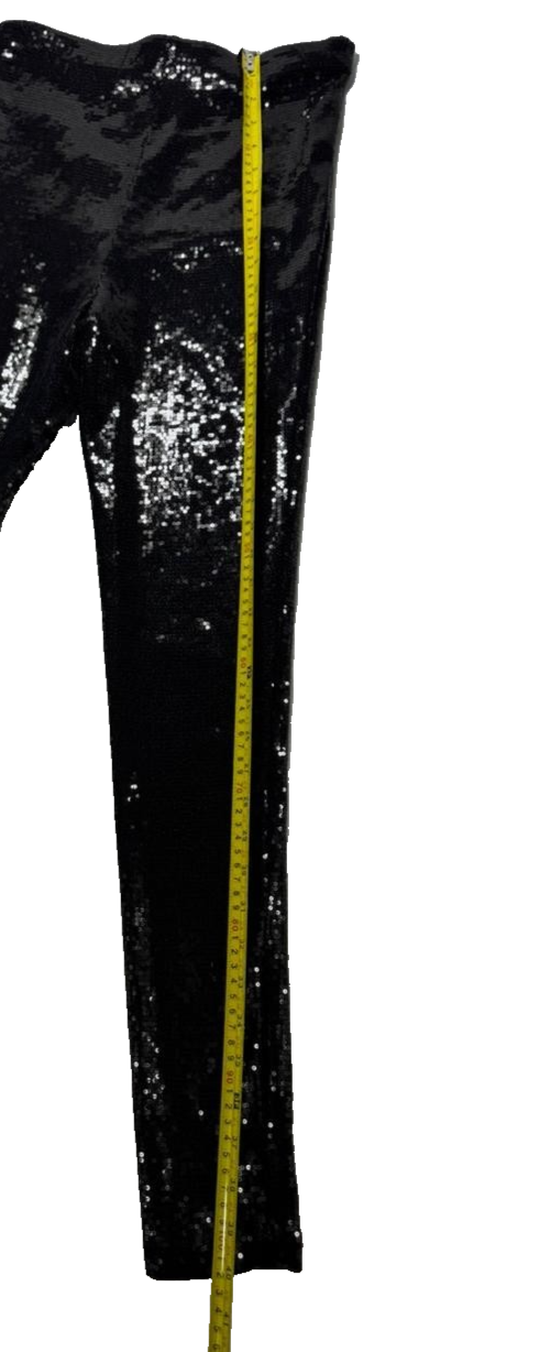 BNWT Giorgio Armani Women's Black Sequin Stretch Leggings Size 44