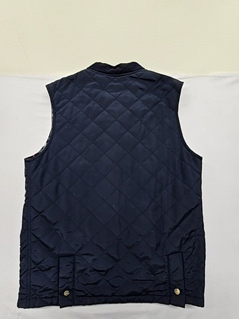 Burberry Women's Navy Quilted Vest Gold Accents 31.5" Chest