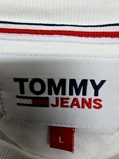 Tommy Jeans Men's White T-Shirt Size L Regular Fit Cotton
