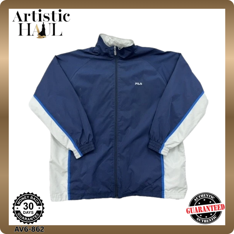 Fila Men's Navy/White Track Jacket L Polyester Zipper