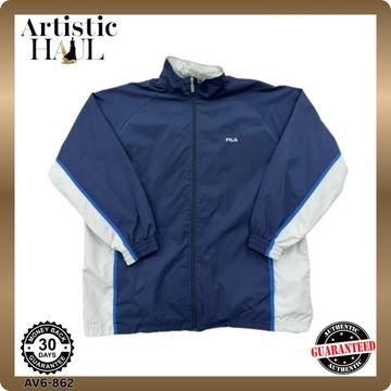 Fila Men's Navy/White Track Jacket L Polyester Zipper