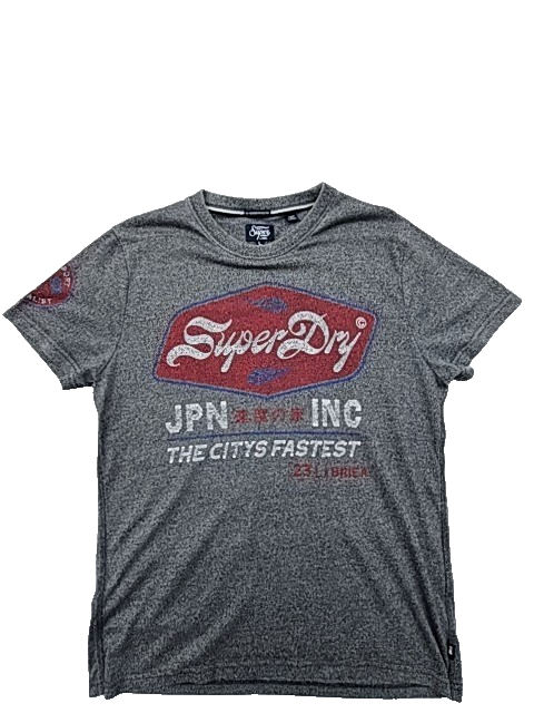 Superdry Japanese Theme Men's T-Shirt Grey Marl L Relaxed Fit