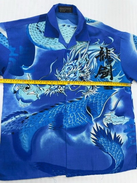Brother Men's Blue Gothic Y2K Dragon Graphic Shirt Size L Vintage