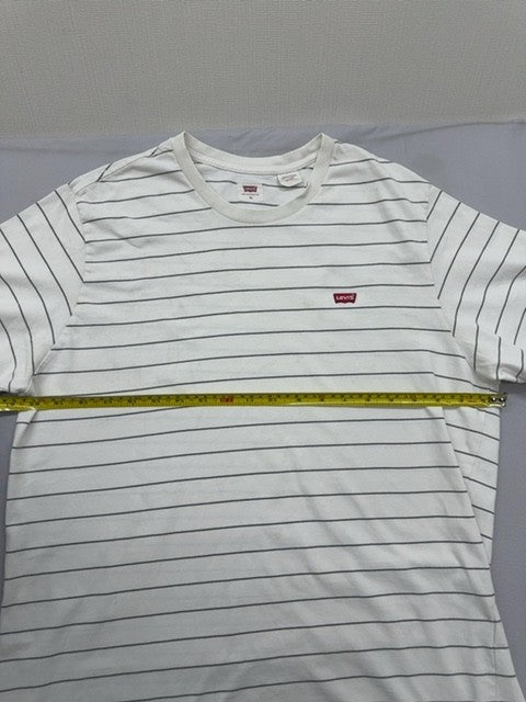 Levi's White Gray Striped Short Sleeve Crew Neck T-Shirt XL