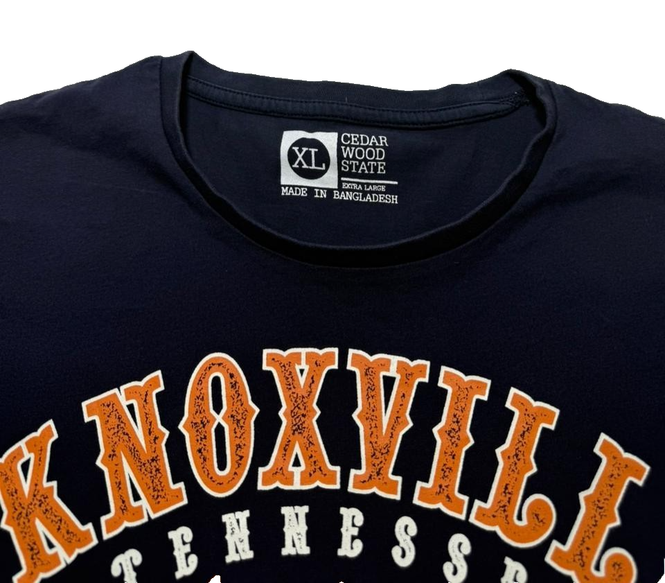 Cedar Wood State T-Shirt XL Knoxville Tennessee Originals Graphic Tee Navy Blue