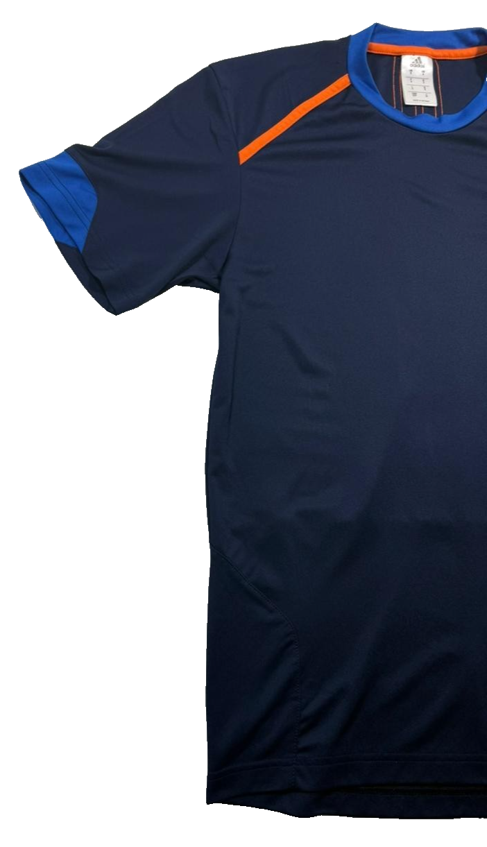 Adidas Barricade Men's Performance T-Shirt In Mystery Blue With Glow Orange - S
