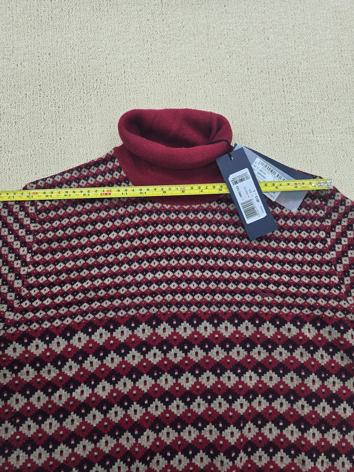 Harmont & Blaine Men's Burgundy Checkered Turtleneck Sweater Italy