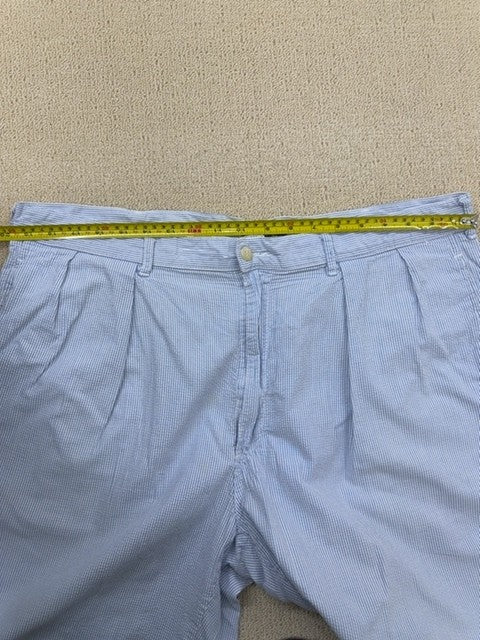 Polo Ralph Lauren Vintage Seersucker Stripe Pleated Shorts 40x40 Blue USA