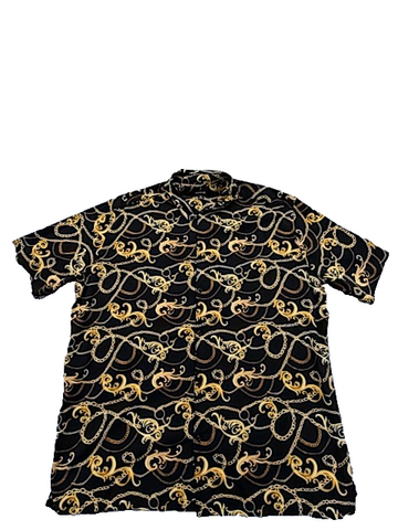 Icon Men's Black Chain Link Relaxed Fit Short Sleeve Shirt XL