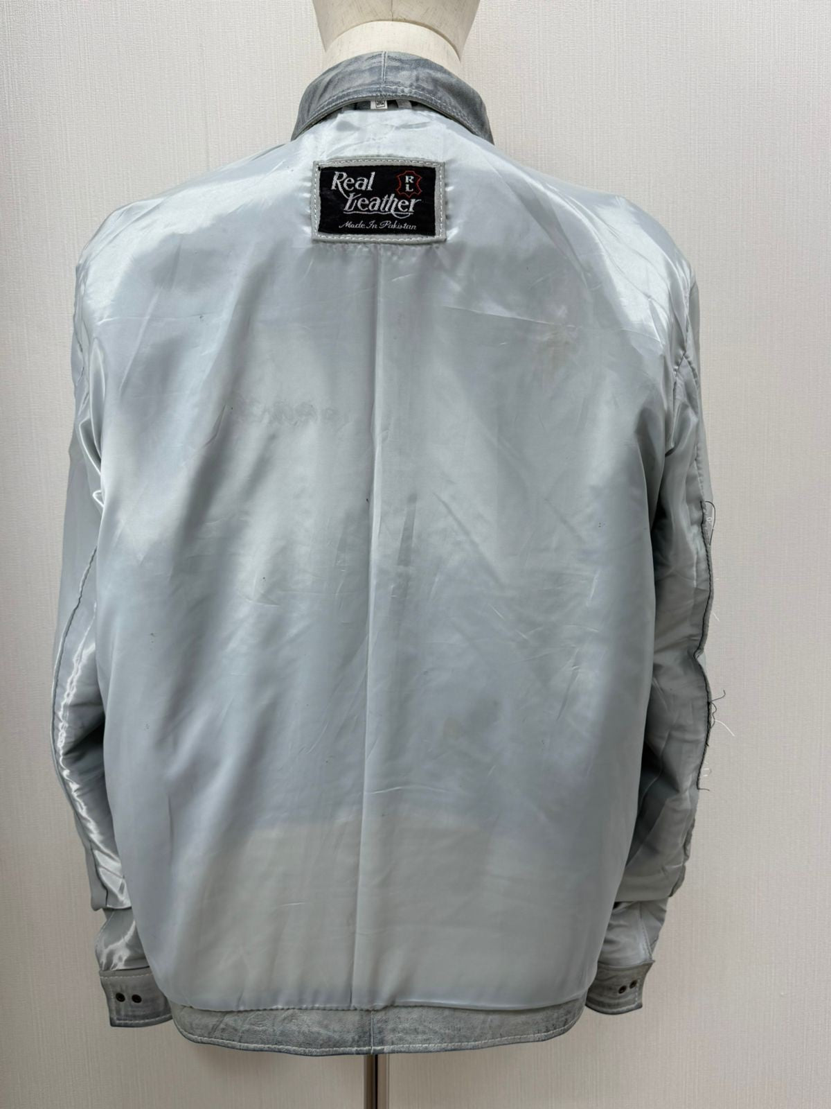 Men's Italian Sheepskin Genuine Leather Premium Soft Jacket Blue Coat Size Large