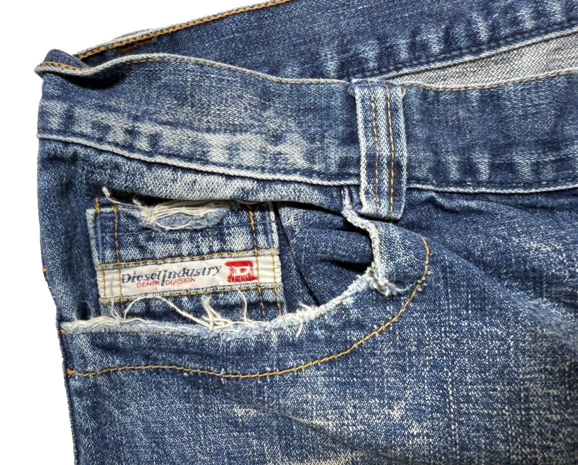 Diesel Industry Men's Blue Denim Jeans Straight Fit Cotton Pants Size 38