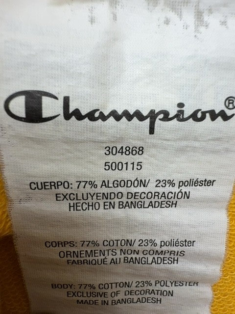 Champion Unisex Yellow Running Club Pullover Hoodie XL Fleece