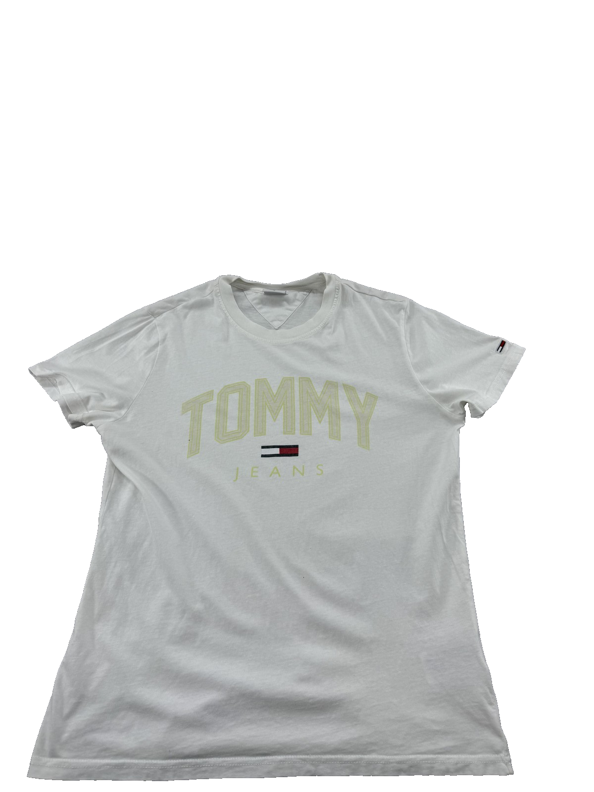 Tommy Jeans Women's White Graphic Logo T-Shirt M Regular Fit Cotton