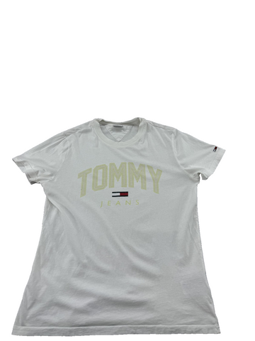 Tommy Jeans Women's White Graphic Logo T-Shirt M Regular Fit Cotton