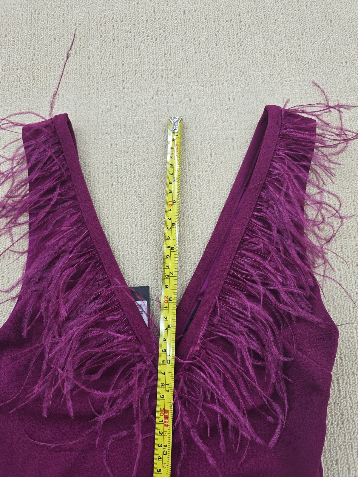 Lulus Plum Purple Feather Trim Sleeveless Maxi Dress S