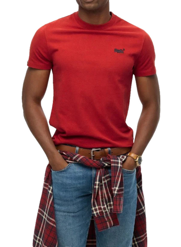 Superdry Men's Red Short Sleeve T-Shirt Embroidered Logo Size 3Xl