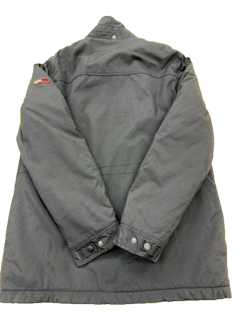 Tommy Hilfiger Denim Men's Grey Jacket L Red Flag Zipper Stand Up