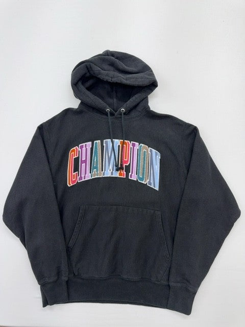 Champion Boys Charcoal Pullover Hoodie Size L Reverse Weave Fleece Graphic
