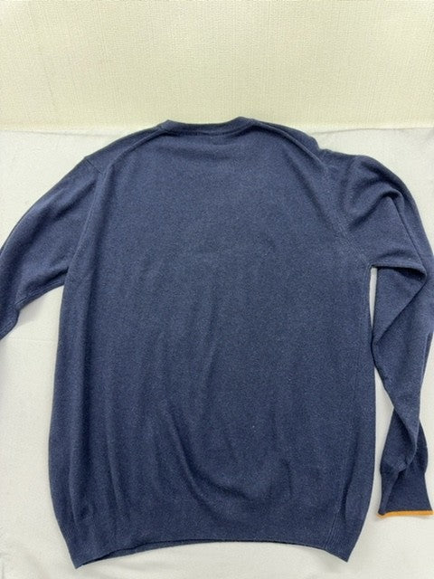 Harmont & Blaine Navy Blue XL Men's Crew Neck Sweater Orange Contrast