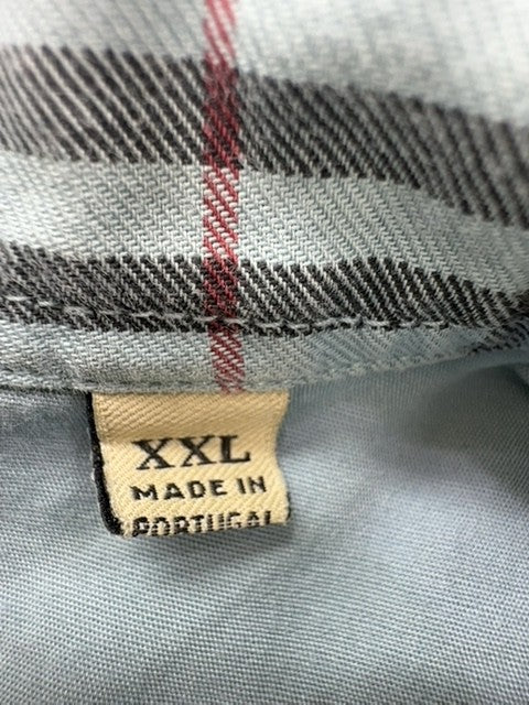 Burberry London Men's Blue Cotton Short Sleeve Button Down XXL