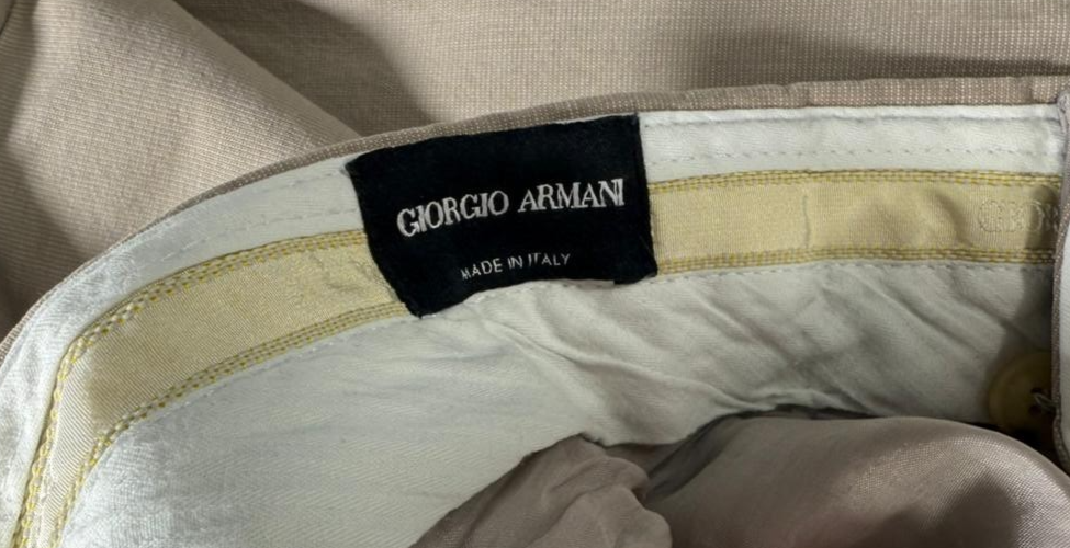 Giorgio Armani Men's Beige Pants Classic Fit Made In Italy Cotton Trousers | 42