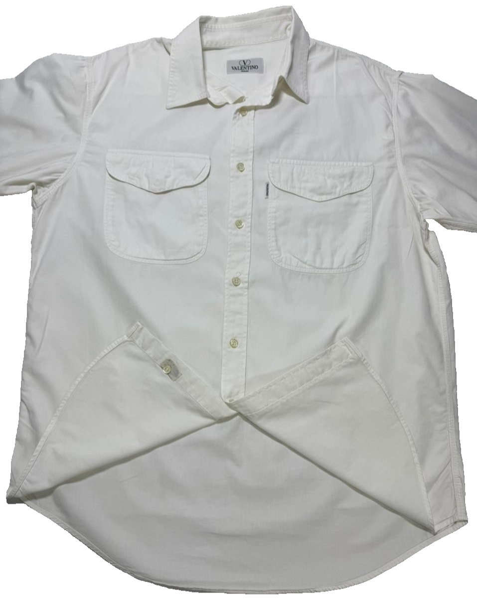 Valentino Jeans Men's Long Sleeve Shirt | Size: M | White | Botton Up