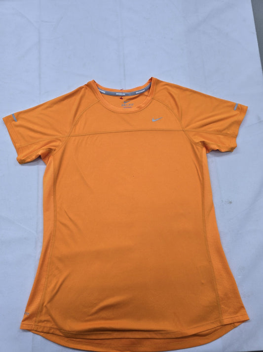 Nike Men's Orange T-Shirt – Size L, Short Sleeve, Running